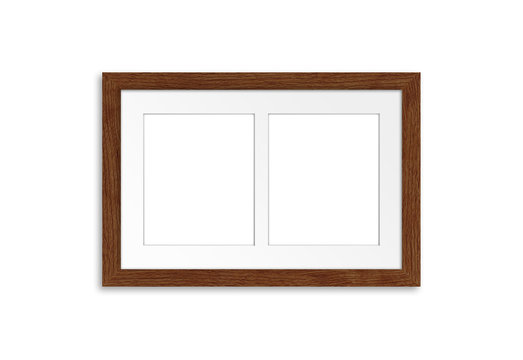Photo frame mock up for two pictures. Home, office, studio or gallery decor 