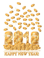 Golden dollar new 2019 year calendar, vector illustration