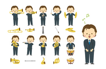 Obraz premium オーケストラ 男性 セット