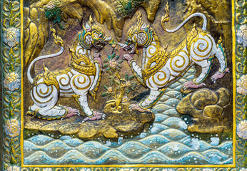 Thai Style Wood Carving and painting