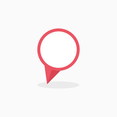 GPS Icon. Navigator pin checking red color on white background on flat style.