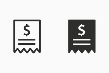 Receipt vector icon for graphic and web design.