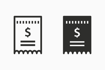 Receipt vector icon for graphic and web design.