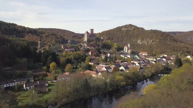 Castle Hardegg in Austria - aerial view - travel and architecture video