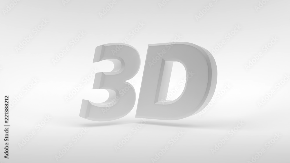 Poster white 3d logo isolated on white background with reflection effect. 3d rendering.
