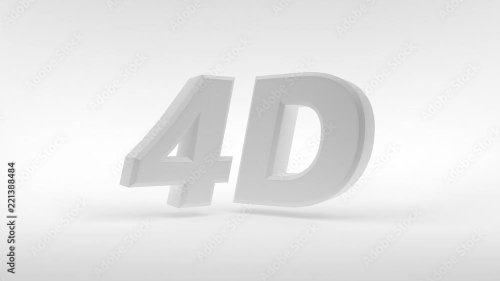 Poster white 4d logo isolated on white background with reflection effect. 3d rendering.