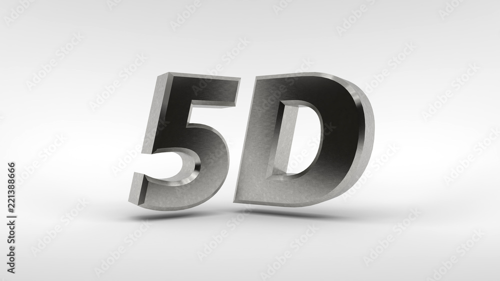 Poster metal 5d logo isolated on white background with reflection effect. 3d rendering.