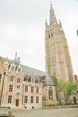 Exterior view of the famous Church of Our Lady Bruges