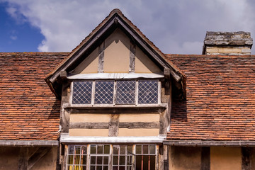 British vintage house windows in the old town.