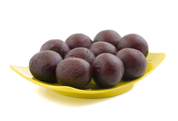 Indian Sweet Food Sweet Black Gulab Jamun Also Know as Kala Jamun, Black Jamun or Dry Kala Jam is a Popular Indian Dessert or Doughnuts for Festivals And Weddings