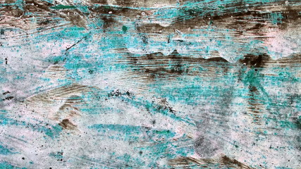 Eroded metal texture. Rusty Colored Metal with cracked paint, grunge light blue, white, grey background