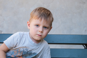 Fototapeta premium Little boy with unhappy expression.