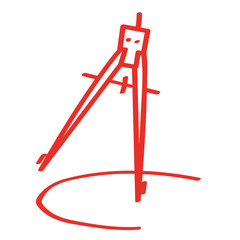 Handgezeichneter Zirkel in rot