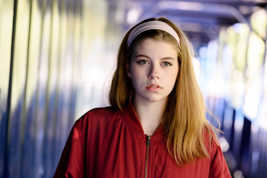 Young girl skared in tunnell