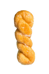 Twist bread donut isolated on white background.