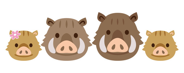 イノシシ　亥　家族