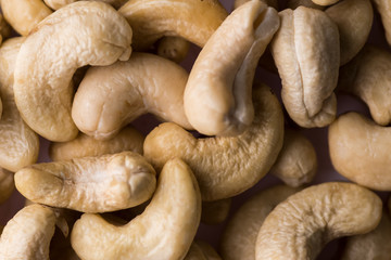 Nuts, cashew, tasty and healthy food with lots of vitamins. Close up view, selective focus over the nuts