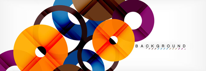 Colorful rings on grey background, modern geometric pattern design. Vector business or technology presentation design template, brochure or flyer pattern, or geometric web banner