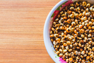 Fried Corn on the wooden Table