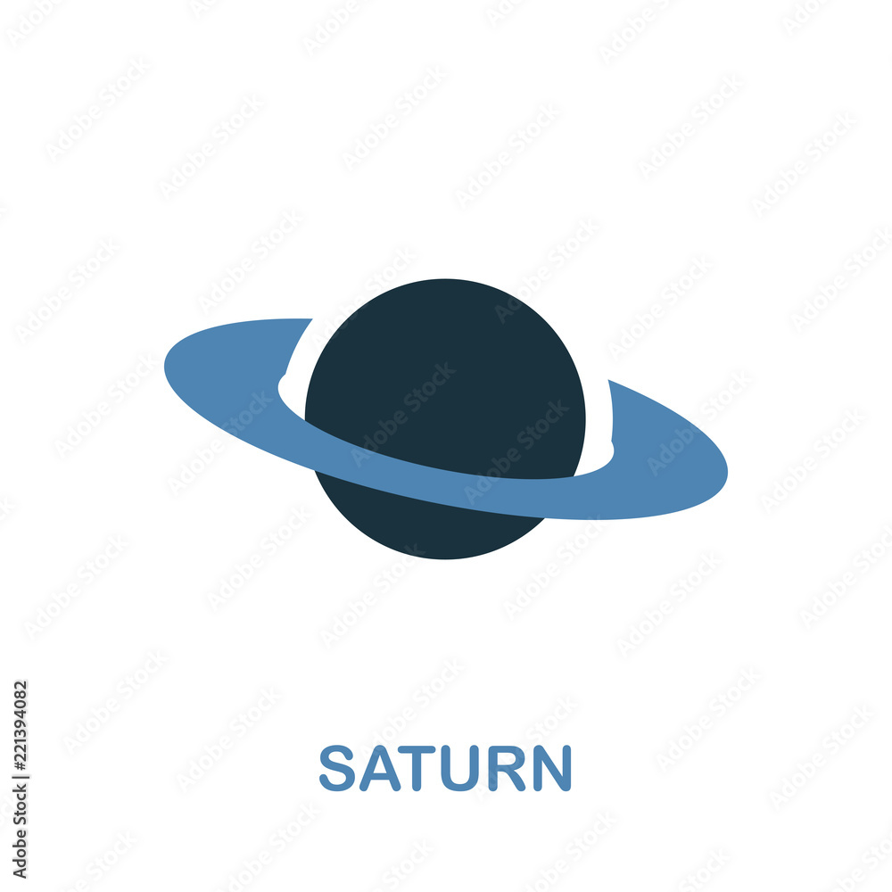 Poster saturn icon in 2 color design. pixel perfect simple pictogram saturn icon from space icon collection