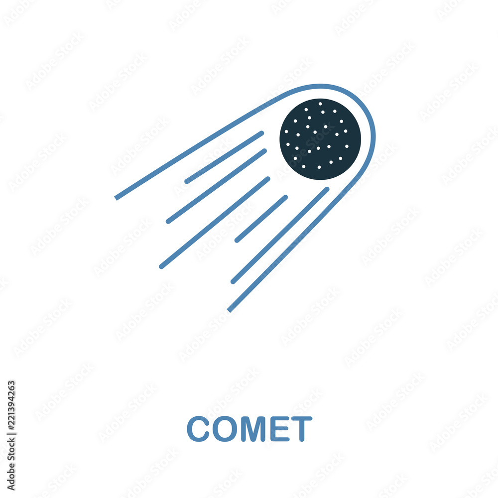Poster comet icon in 2 color design. pixel perfect simple pictogram comet icon from space icon collection. 