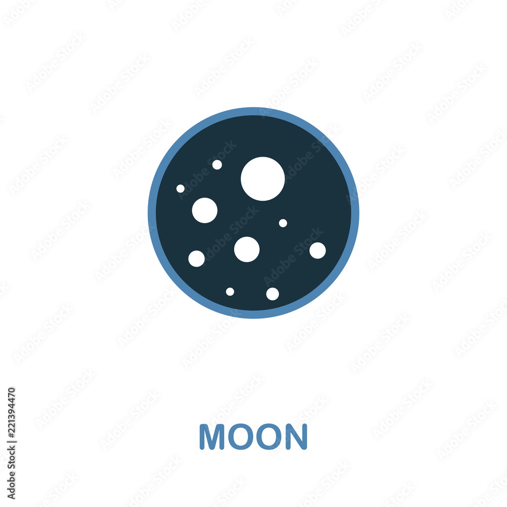 Poster moon icon in 2 color design. pixel perfect simple pictogram moon icon from space icon collection. ui