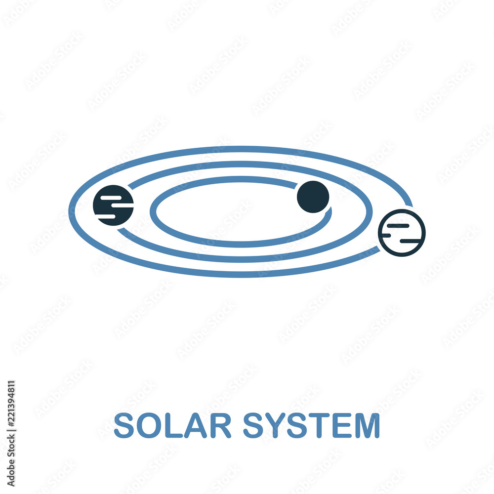 Poster solar system icon in 2 color design. pixel perfect simple pictogram solar system icon from space ico