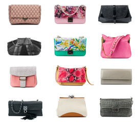 Clutches collection isolated on white background.Front view.
