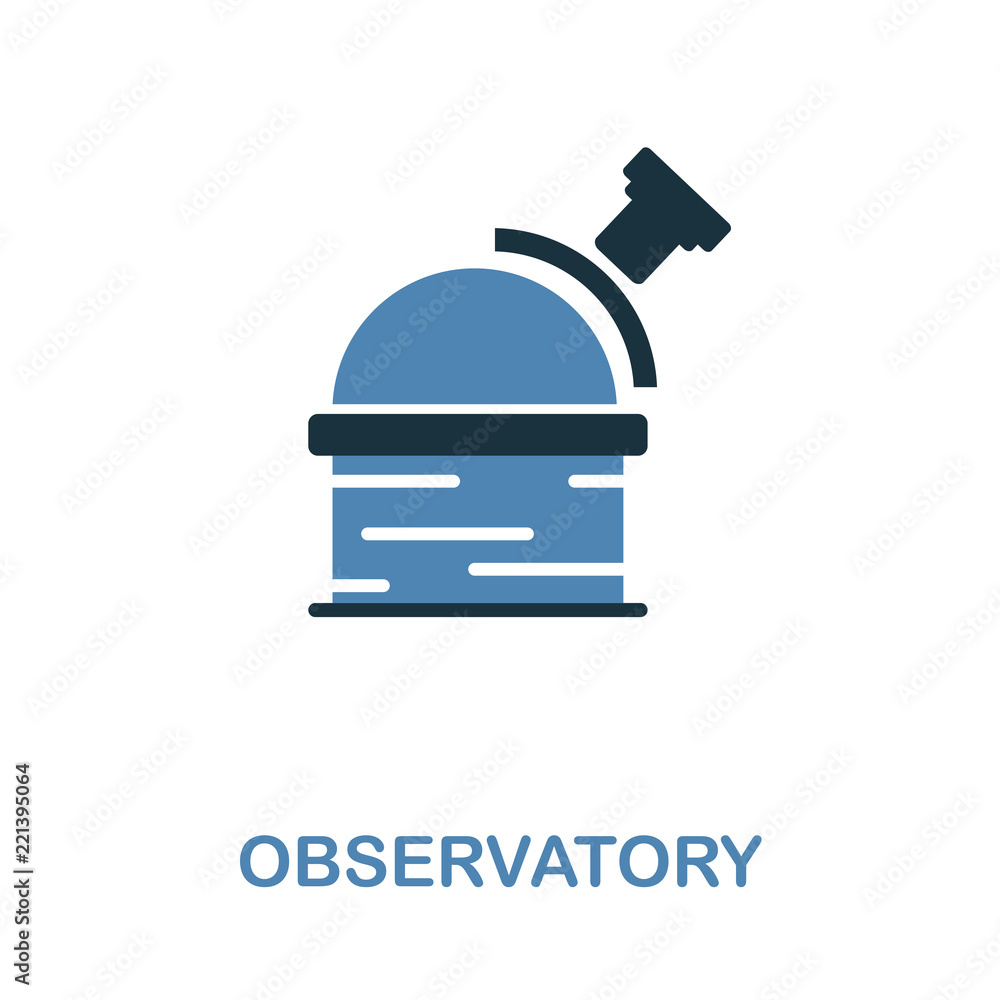 Poster observatory icon in 2 color design. pixel perfect simple pictogram observatory icon from space icon 