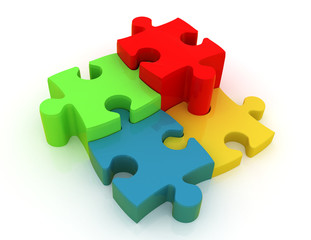 jigsaw puzzle. 3d busines illustration concept
