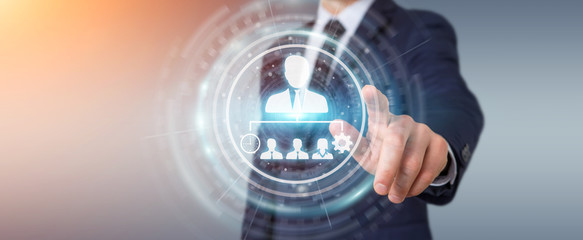 Businessman using business leadership chart 3D rendering