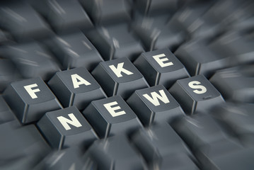 Schriftzug FAKE NEWS auf Tastatur als Konzept für Falschmeldungen