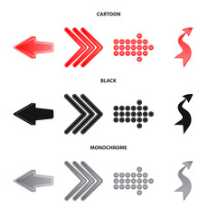 Isolated object of element and arrow icon. Set of element and direction vector icon for stock.