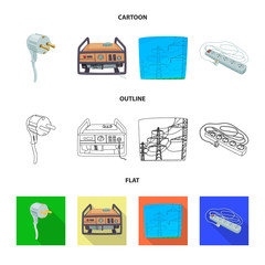 Isolated object of electricity and electric symbol. Collection of electricity and energy stock symbol for web.