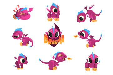Collection of cartoon baby dragon for game design
