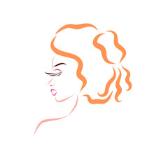 Beautiful blonde with make-up and hairstyle, profile