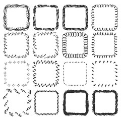 Set of grunge square frames. Vector isolated.