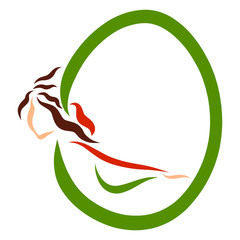 Naklejka premium Beautiful flexible brunette creating the letter O