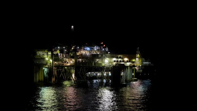 Drilling rig in night time