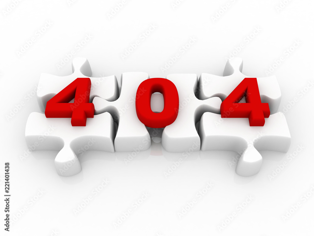 Poster 3d rendering 404 on puzzle
