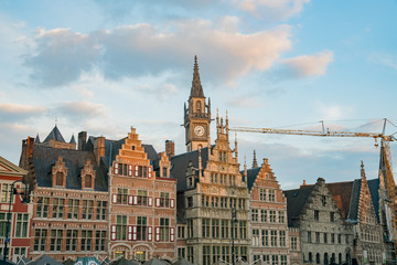 Fototapeta premium Beautiful cityscape and Leie river