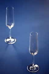 empty clean glasses for champagne
