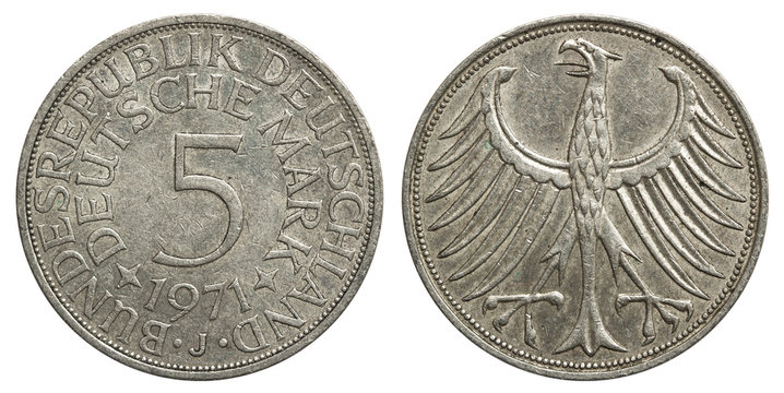 Deutschland BRD 5 Deutsche Mark 1971 Silber