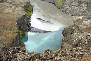 Icelandic landscape: river after the waterfall. 