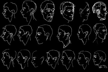 vector sketch of a beautiful man profile