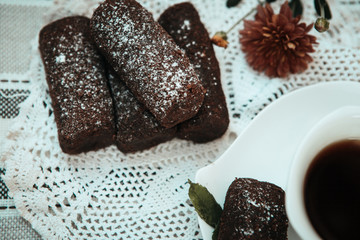 coffee with cake on the table