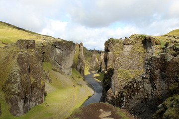 Icelandic canyon near Dettifoss waterfall