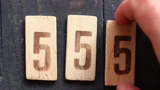 wooden retro numbers 555