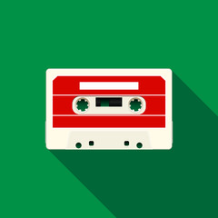 Audio Cassette Icon. Flat Style.