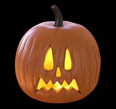 Jack O' Lantern Pumpkin isolated on black background 3D illustration